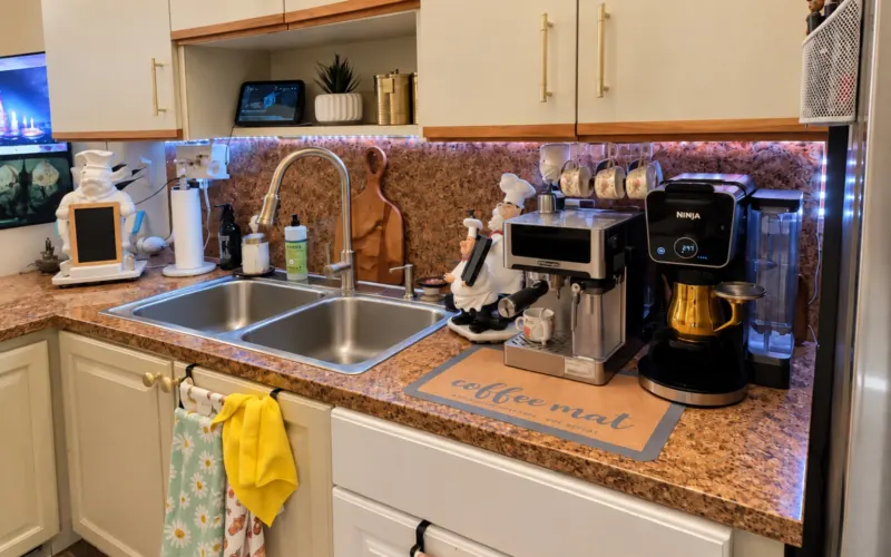 Antes: fregadero y countertop oscuro